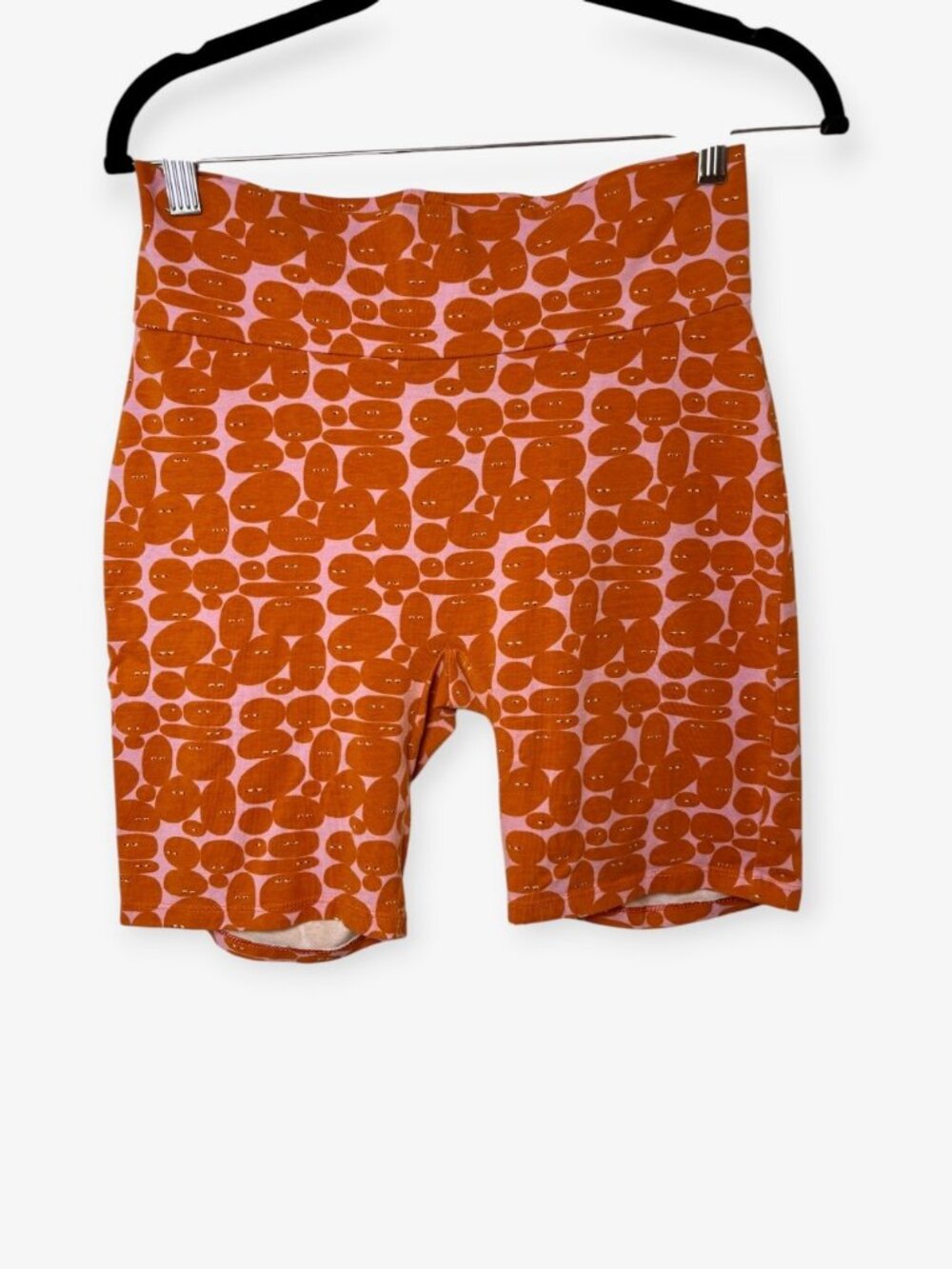 Nooworks Orange Pink Pebble People Print High Rise Bike Shorts Size XL